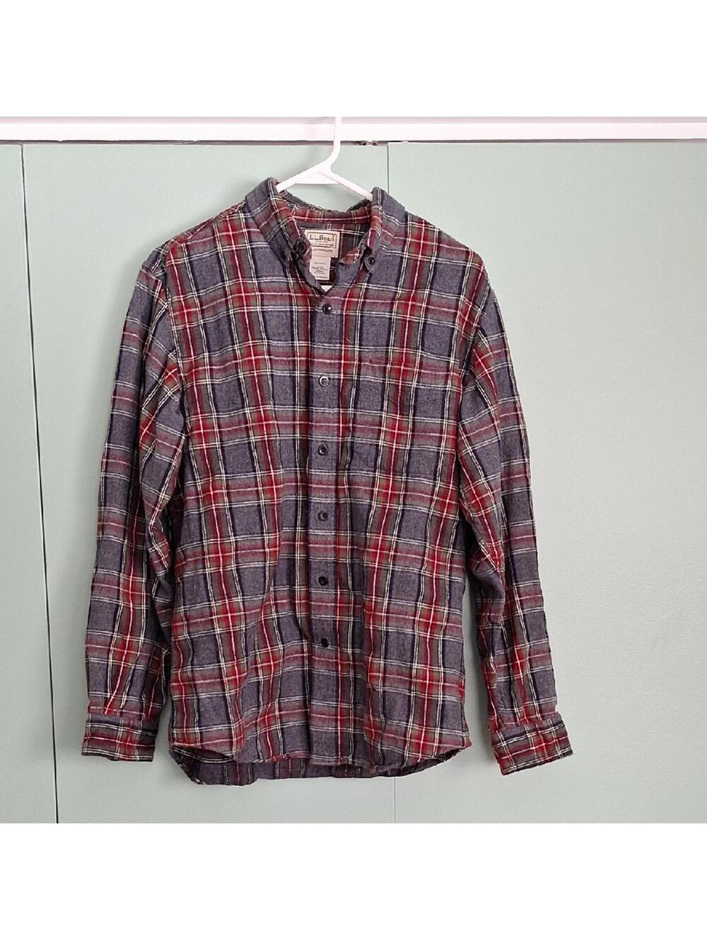L.L. Bean 100% Cotton Mens Plaid Button Down Shirt Size Small
